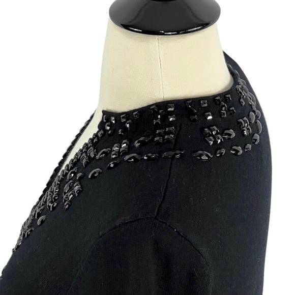 INC Silk/Angora Blend V-Neck Black Tunic with Black Gem Embellishments. Size S - Picture 7 of 13